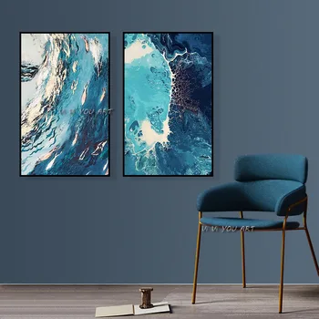 100% Ручная абстрактная картина маслом Морской пейзаж Минималистичный Настенный рисунок на холсте Современный для гостиной Спальни