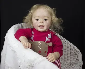 NPK 60 см, кукла Янник Реборн, девочка-малыш, светлые волосы, красиво расписанная вручную 3D-кожа с видимыми венами, укоренившиеся волосы