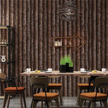 Papel de parede 3d обои с рисунком дерева в стиле ретро парикмахерская магазин одежды имитация дерева кафе ресторан парикмахерская обои