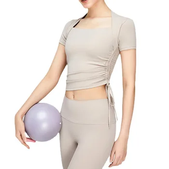 Антибом, поддельная футболка для йоги из двух частей, спортивный укороченный топ для похудения, одежда для фитнеса, женская одежда