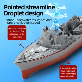 Военный корабль с дистанционным управлением 2,4 ГГц, гибкая радиоуправляемая модель, военный корабль, Скоростная лодка, игрушка, Радиоуправляемый корабль, игрушка для детей в бассейне, Электронный подарок
