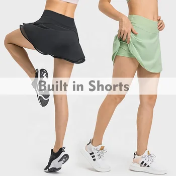 Женские теннисные юбки SHINBENE с высокой талией, легкие спортивные юбки для гольфа с карманами для шорт