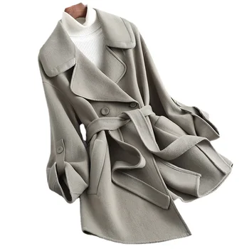 Женское шерстяное пальто Hwitex, меховая куртка из 100% шерсти, Официальные Женские Зимние пальто для женщин HW2028