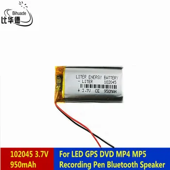 Литровая энергетическая батарея 3,7 В 950 мАч 102045 Литий-Полимерная LiPo Аккумуляторная Батарея Для LED GPS DVD MP5 Ручка Для Записи Bluetooth