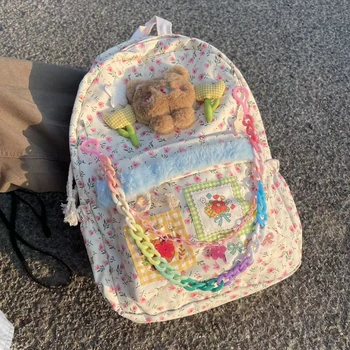 Милый японский мягкий школьный рюкзак с милым медведем, женская сумка, школьная сумка для поездок на работу, студенческий рюкзак большой емкости, сумка Kawaii