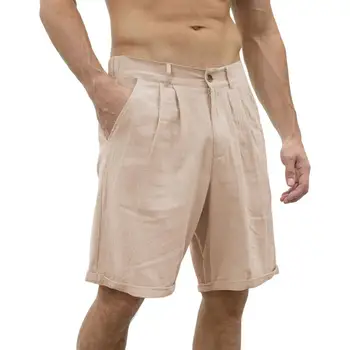 Мужские шорты со средней посадкой, эластичный пояс, застежка-молния, большие размеры, Летние однотонные повседневные пляжные шорты