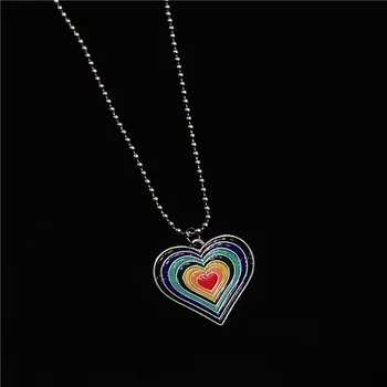 Ожерелье Rainbow Love Heart Lolita Новая Мода Golen Color Лучшее ожерелье Frien Короткое Колье JK Girls Collar Ювелирные Изделия Оптом