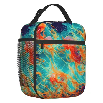 Подводный красочный мир медуз, Термоизолированная сумка для ланча, Многоразовая сумка для ланча для кемпинга на открытом воздухе, Многофункциональная коробка для еды