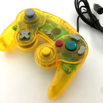 Прозрачный желтый проводной игровой контроллер GC Shock для игровой консоли GameCube NGC
