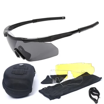 Тактические защитные очки, поляризованные очки с 3 сменными линзами для мужских армейских боевых действий, охоты, пеших походов, военных игр