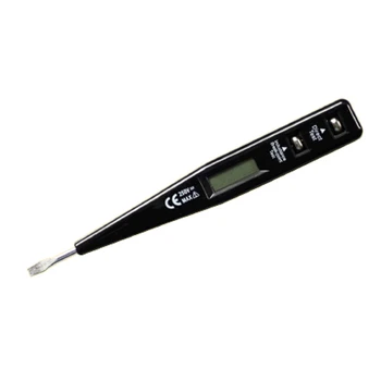 Цифровой тестовый карандаш, Отвертка, датчик светового напряжения, тестер, детектор переменного / постоянного тока 12-220 В, Электрическая тестовая ручка, вольтметр, черный