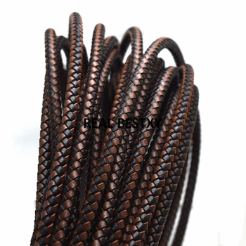 1 метр приблизительно 6 мм коричневый черный цвет Плетеный Круглый Шнур из Натуральной Кожи для Ожерелья, Браслета, Веревки Для Изготовления Ювелирных Изделий DIY