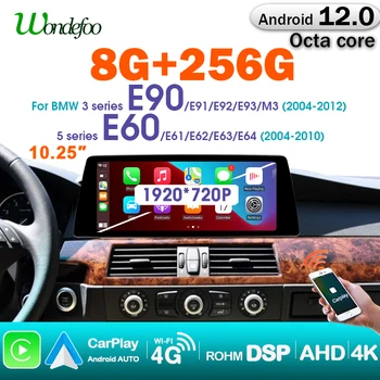 1920*720P Экран Автомагнитолы Android 12,0 для BMW E60 E61 E63 E64 E90 E91 3/5 Серии Carplay авто стерео Мультимедийный плеер BT GPS