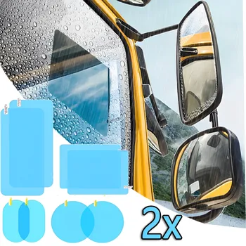 2 шт., Автомобильное непромокаемое зеркало заднего вида, Противотуманные наклейки на автомобильную защитную пленку для грузовиков, Водонепроницаемые пленки для безопасного вождения, Автоаксессуары