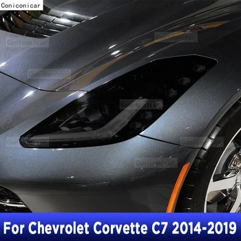 2 Шт Защитная пленка для автомобильных фар Виниловая Прозрачная черная наклейка TPU для Chevrolet Corvette C7 2014-2019 Чехол для аксессуаров