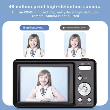 48-Мегапиксельная маленькая цифровая камера с 2,7-дюймовым IPS-экраном и 16-кратным зумом, камера для видеоблогинга с распознаванием лиц для начинающих фотографов и детей