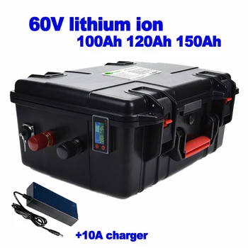 60V 100Ah 120Ah 150Ah литий-ионная литиевая батарея для Солнечной Системы резервного питания RV EV инвертор food truck трехколесный велосипед + зарядное устройство 10A