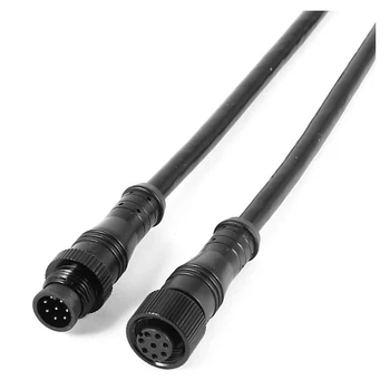 8-контактный разъем M/F Водонепроницаемый соединительный кабель черного цвета
