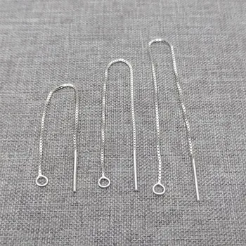 8 штук резьб для сережек-цепочек из стерлингового серебра 925 пробы с закрытым кольцом, покрытым родием, для ушных ниток