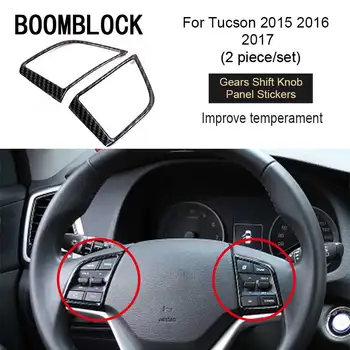 BOOMBLOCK 2X Крышка Панели Рулевого Колеса Автомобиля Кнопка Рамка 3D Наклейка Из Углеродного Волокна Для Автомобиля-стайлинга Hyundai Tucson 2015 2016 2017