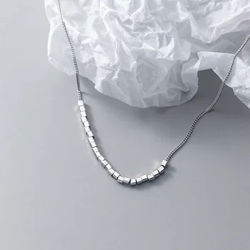 Enosola Ожерелье из стерлингового серебра 925 пробы с маленьким квадратным кубом для женщин, Милое крутое ожерелье на ключицу, Ювелирные изделия оптом
