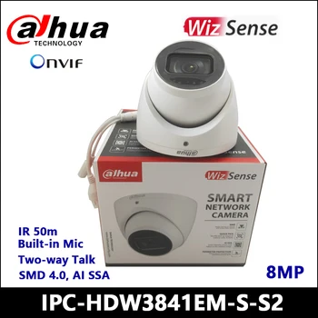 IP-камера Dahua 8-мегапиксельная ИК-камера с фиксированным фокусным расстоянием Сетевая камера WizSense IPC-HDW3841EM-S-S2 Черная Версия IR30m Со Встроенным микрофоном SMD 4.0