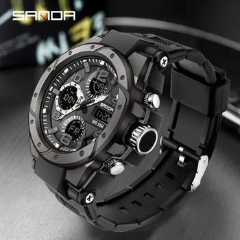 SANAD Лидирующий бренд Роскошные Мужские часы Спортивные наручные часы 5ATM Водонепроницаемые Кварцевые часы Мужские Ударные часы Man relogio masculino 6008