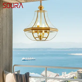 SOURA Латунный садовый подвесной светильник Медный светодиодный Водонепроницаемый IP65 Открытый современный E27 220V 110V Крыльцо Внутренний двор Балкон