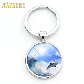 TAFREE очаровательный Дельфин брелок кольцо держатель для автомобильной сумки кулон синий океан морское животное мужчины женщины Дельфин брелок ювелирные изделия J479