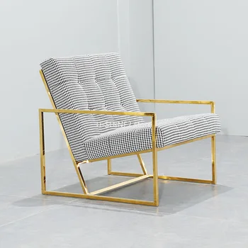 U-ЛУЧШИЙ промышленный и современный Стильный металлический стул с подушкой, металлический каркас с золотой росписью, французское современное кресло
