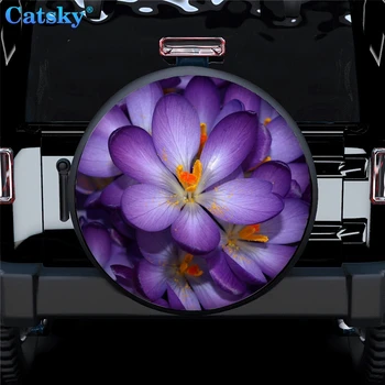 Автомобильные аксессуары, защитный чехол для запасного колеса с фиолетовым цветком, изготовленный на заказ женский чехол для запасного колеса без резервного отверстия для украшения для девочки