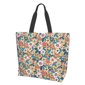 Большая милая цветочная сумка-тоут, сумка через плечо, повседневные сумки для работы, спортзала, пляжных путешествий