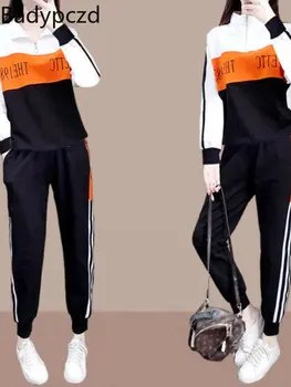Весной 2022 года Новый женский спортивный костюм с длинными рукавами для отдыха, бега трусцой, Свободная рубашка с длинным рукавом, Брюки, комплекты из двух предметов, спортивная одежда