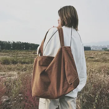 Женская экологичная многоразовая сумка для покупок, женские сумки из эко-холста большой емкости через плечо.