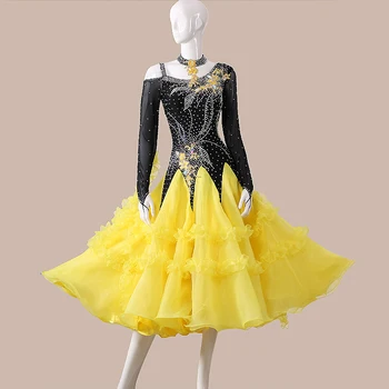 Женское платье для современных танцев, Новое Платье для соревнований по бальным танцам, Женское платье для вальса, платье для выступлений по бальным танцам