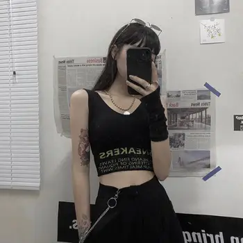 Жилет для бега с буквами, Женский Летний спортивный жилет, нагрудная накладка, Корейские универсальные Сексуальные топы для тренировок, Дышащая Базовая рубашка для йоги