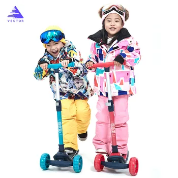 Зимние лыжные костюмы для девочек Флисовые детские комплекты для сноуборда с капюшоном Спортивные зимние Детские комбинезоны Ветрозащитная одежда
