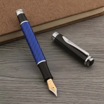 Качественная авторучка Carbon Fiber 03 сине-черная ручка с цифрой 6, канцелярские принадлежности, школьные принадлежности, ручки с золотыми чернилами