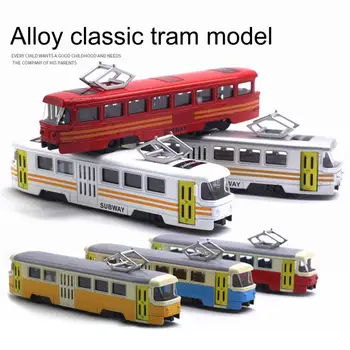 Классическая модель трамвая, отлитая под давлением, с откидной спинкой, со светодиодной музыкой, Развивающая детская игрушка Brinquedo Juguetes, детские игрушки
