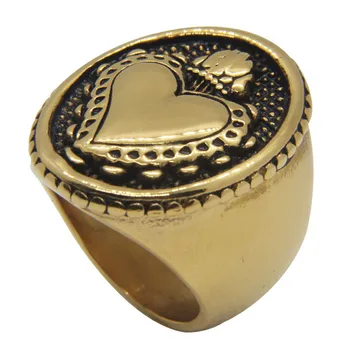 Кольцо с короной в виде Золотого сердца Кольцо из нержавеющей стали 316L, индивидуальный дизайн, Овальное полировальное кольцо