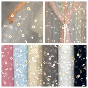 Кружевная ткань с вышивкой в виде маленькой маргаритки, ткань для штор, детская одежда, ткань для украшения фона для фотографий