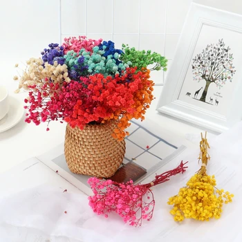 Мини Декоративные Сухоцветы Букет цветов Babysbreath Из натуральных растений Для украшения свадебной домашней комнаты