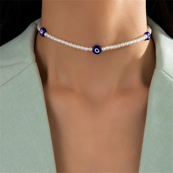 Модная Винтажная цепочка из искусственного жемчуга в стиле Бохо, Ожерелье с кисточкой из бусин 