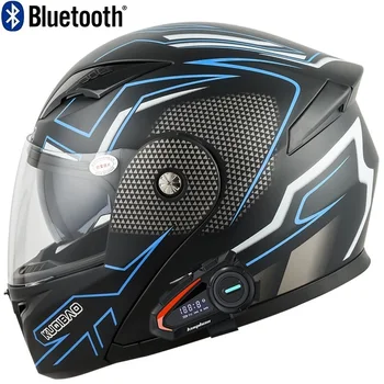 Мотоциклетный шлем с откидной крышкой с Bluetooth, шлем для мотокросса, полнолицевой, модульный, вместительный, в горошек, головной убор для гонок на бездорожье, мотоцикле, скоростном спуске.