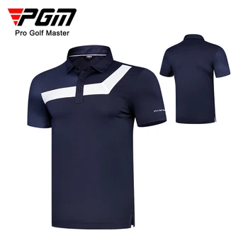 Мужские футболки для гольфа PGM С коротким рукавом, Летние Спортивные рубашки Темно-синего Цвета, Дышащий Мягкий Эластичный Быстросохнущий Топ Для гольфа, Одежда Для мужчин M-XXL