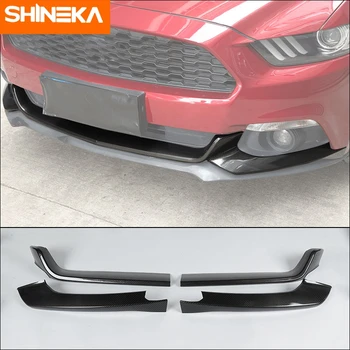 Наклейка на автомобиль SHINEKA для Ford Mustang 2015 2016 2017 ABS, Объемное украшение переднего бампера из углеродного волокна, Внешние аксессуары