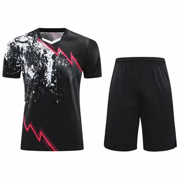 Новая спортивная одежда для бадминтона, футболки с шортами для настольного тенниса, костюмы, мужская Женская спортивная майка для детского тенниса, тренировочные костюмы для пинг-понга