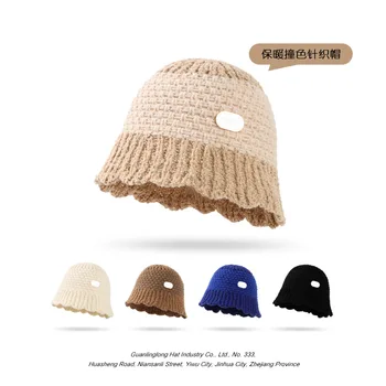 Новая универсальная шерстяная шапка женская/мужская теплая милая вязаная шапка модная темпераментная повседневная рыбацкая шапка