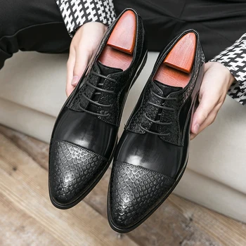 Новые Коричневые Мужские Оксфорды с круглым носком на шнуровке, Весенне-Осенняя Модельная Мужская обувь в деловом стиле, Бесплатная доставка, Размер 38-48