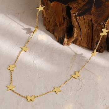 Ожерелья из нержавеющей стали Kpop Star Butterfly Girls Chain Choker Coquette Charms Ожерелье Для женщин, ювелирные изделия, Лучшие подарки на День Рождения
